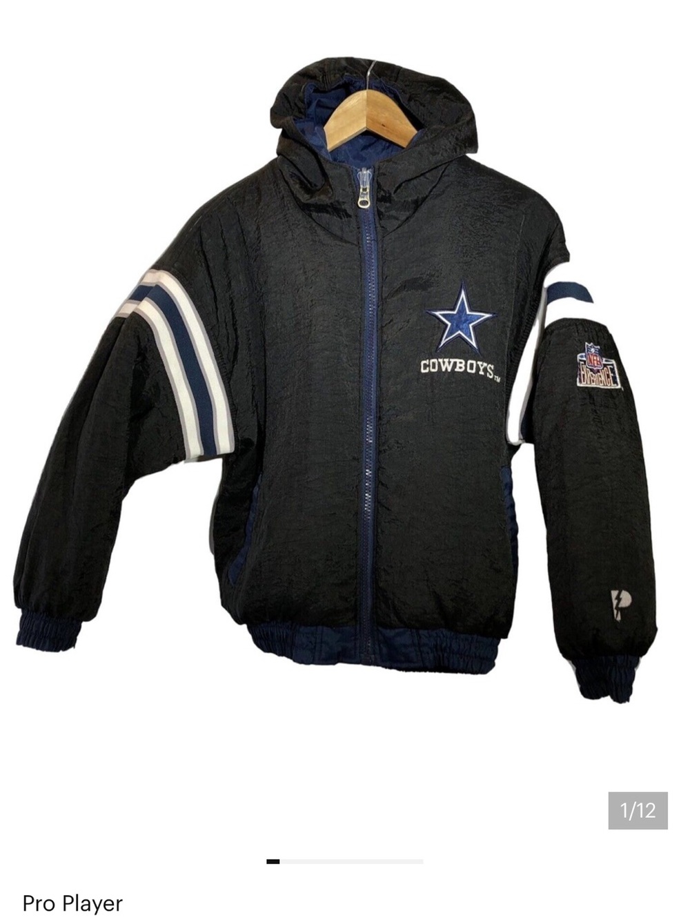 NFL Experience Dallas Cowboys Youth XL 14-16 Reversible Jacket Pro Player Vtg